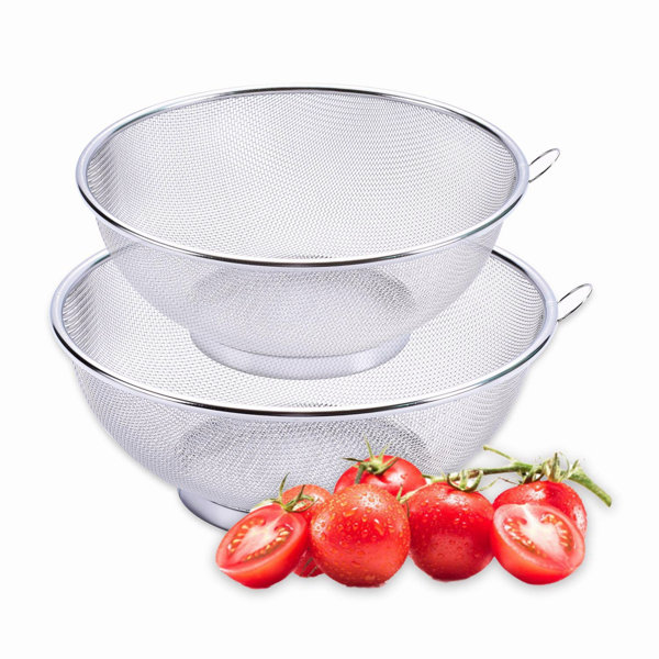 Dapota 2Pcs Stainless Steel Big Mesh Colander Strainer Basket Drainer